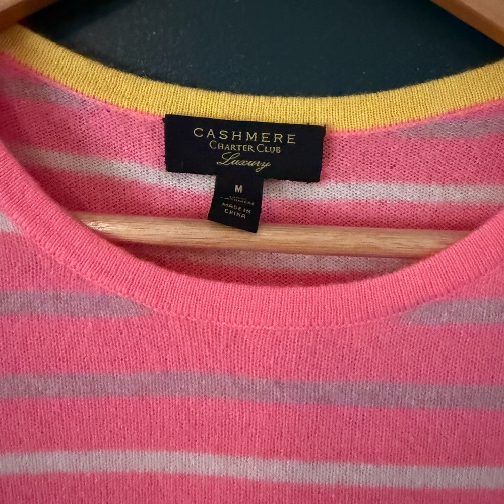 Cashmere, Charter Club Pink Striped Women's sweater - Picture 6 of 7